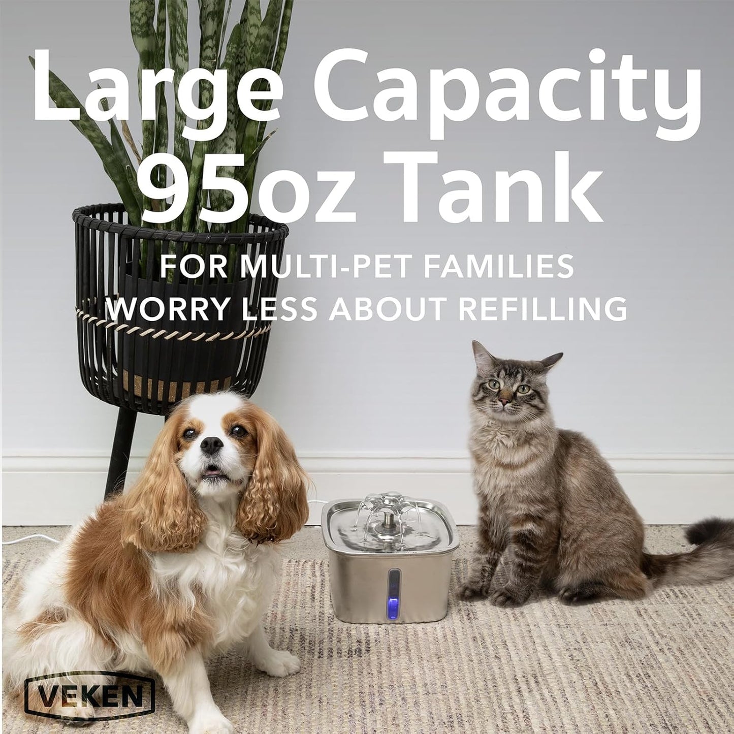 Stainless Steel Pet Fountain (2.2L) + 8 Filter Bundle