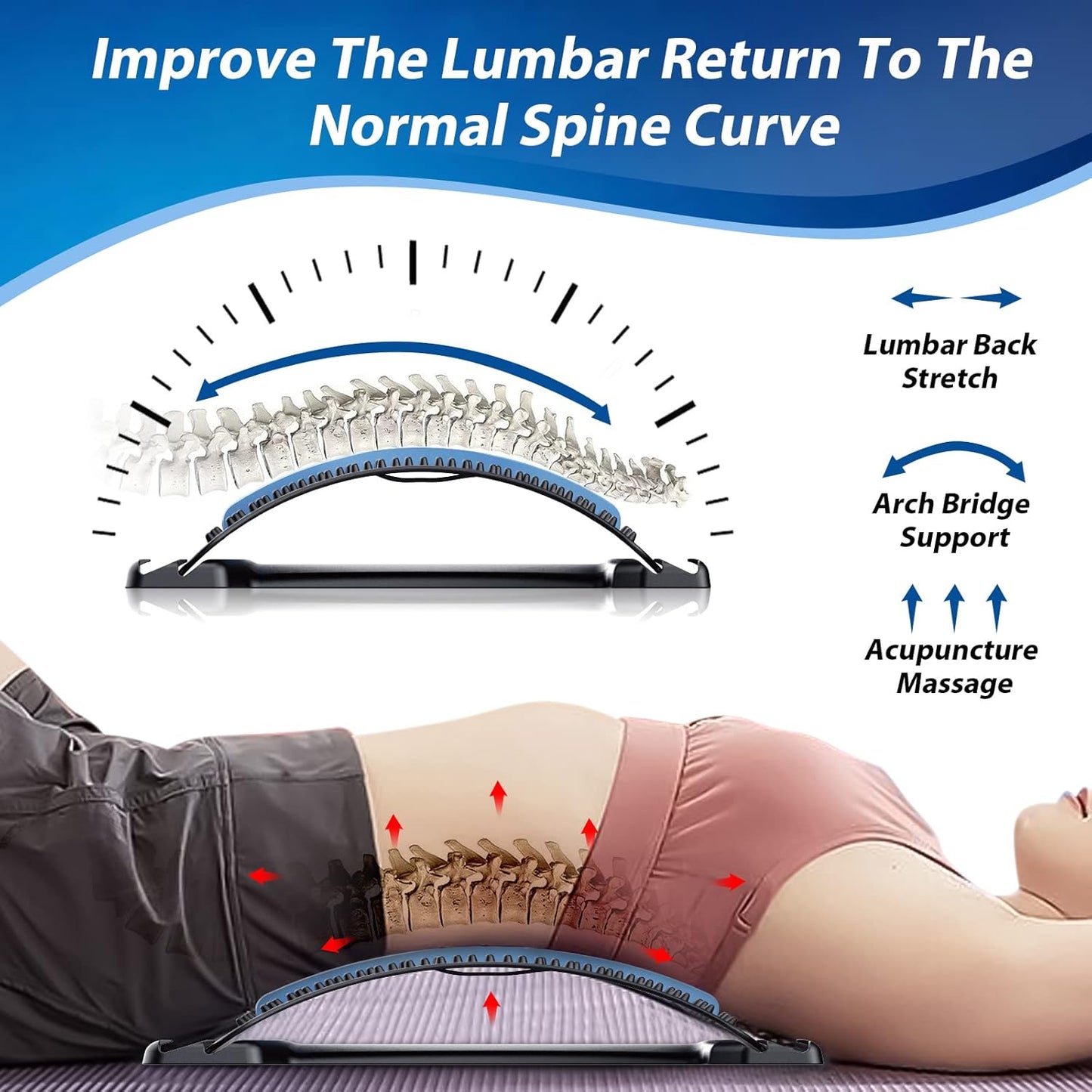 Back Stretcher Board – Adjustable Lumbar Stretching Device for Lower Back Relief