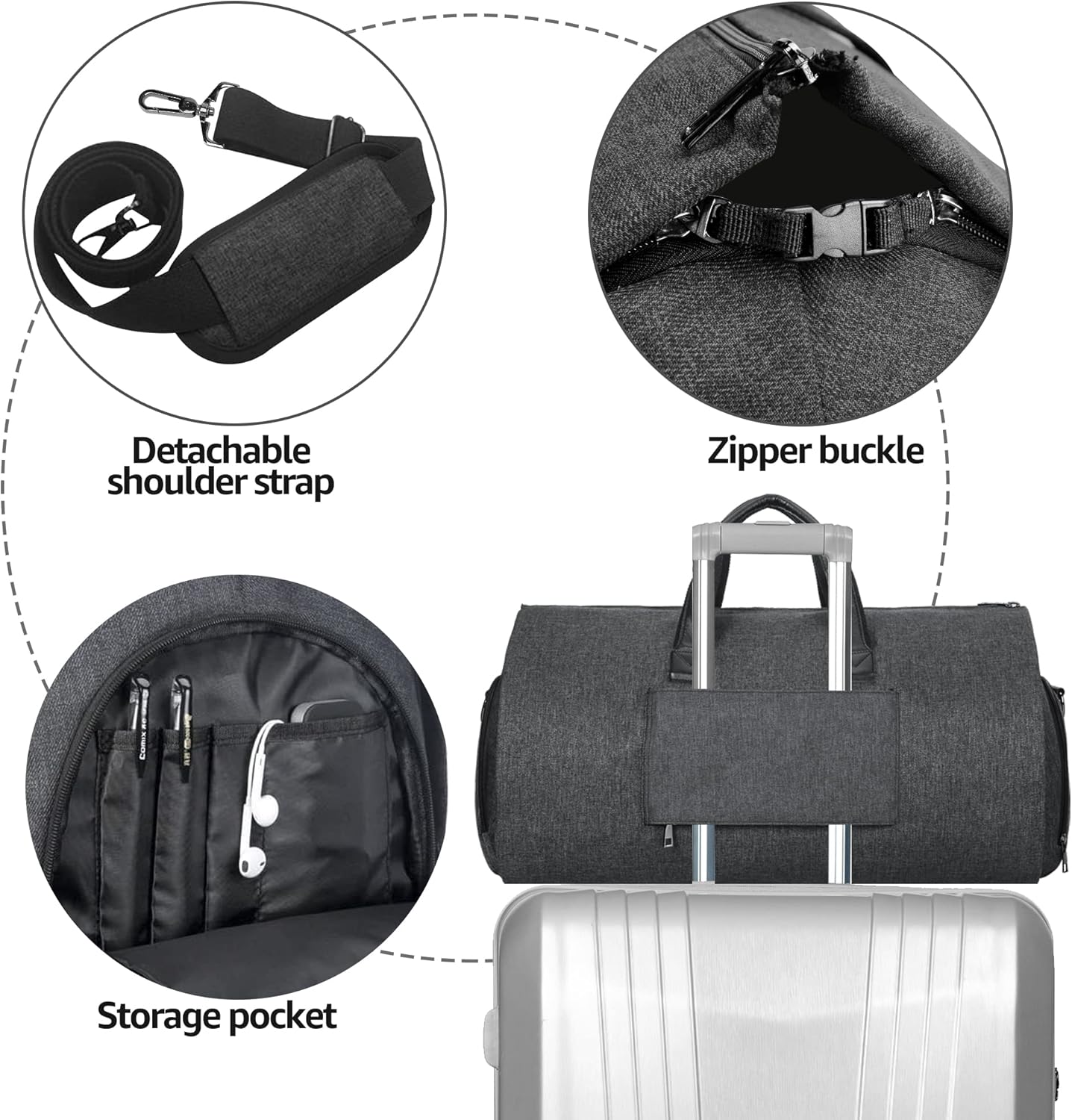 2-in-1 Convertible Garment Duffle Bag – Travel & Gym