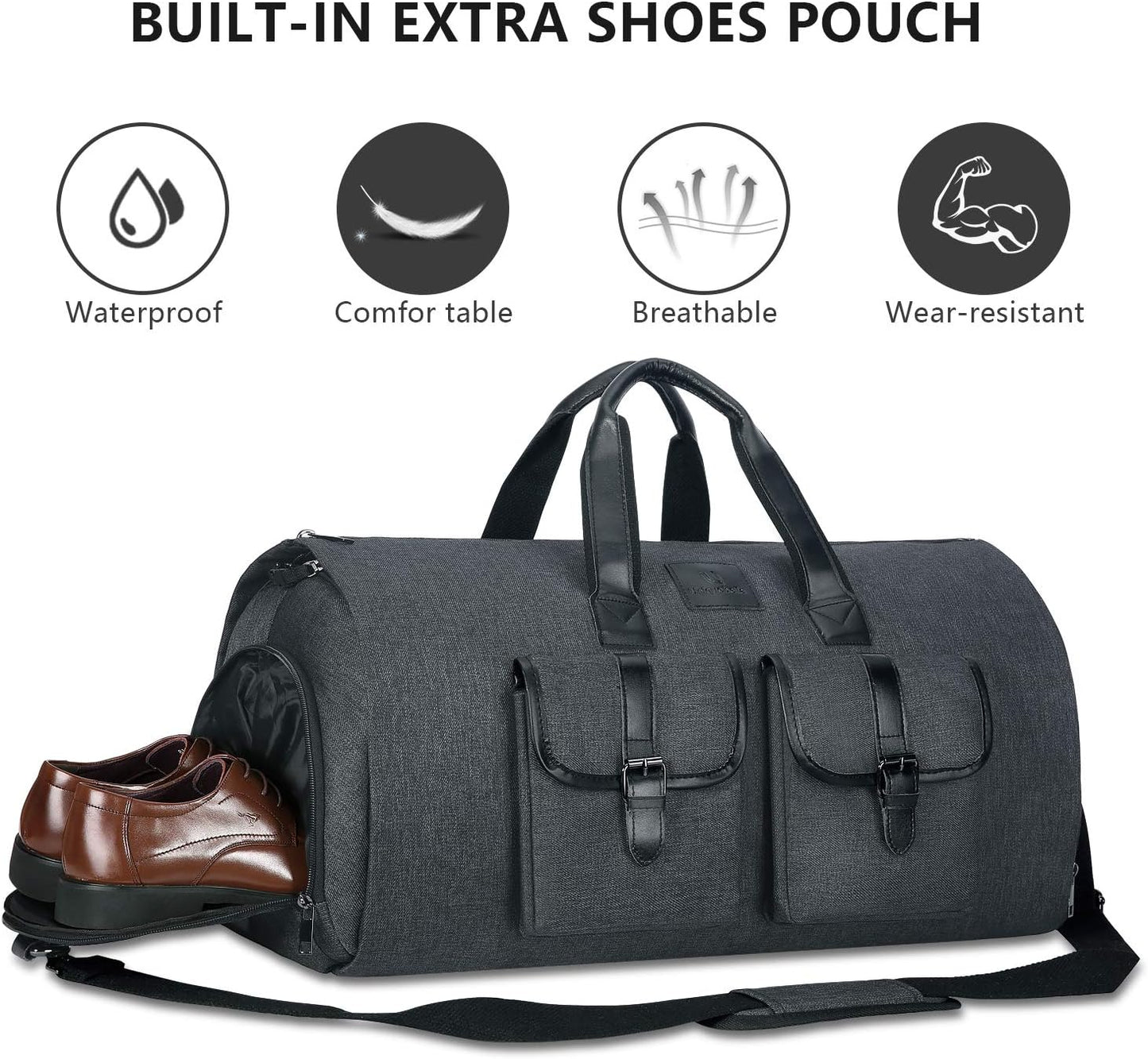 2-in-1 Convertible Garment Duffle Bag – Travel & Gym