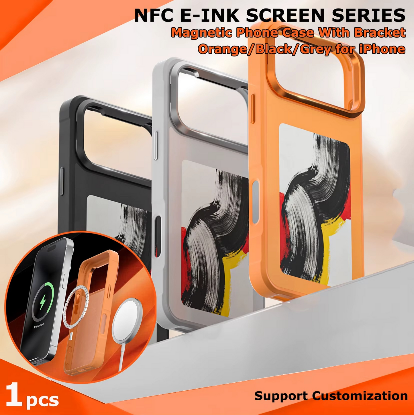 Smart E-Ink NFC Phone Case with Kickstand