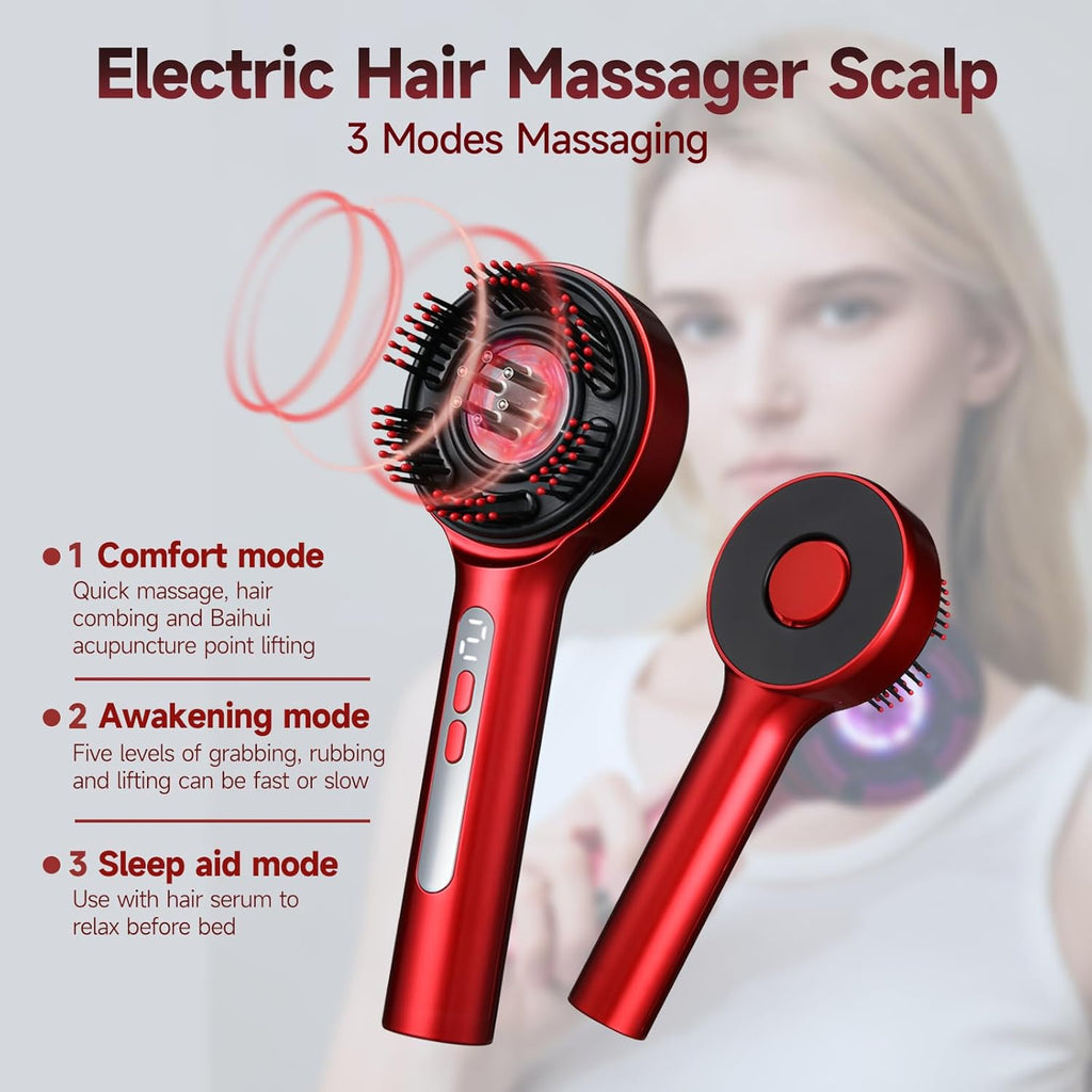 3-in-1 Scalp Massager & Hair Oil Applicator with Red Light Therapy