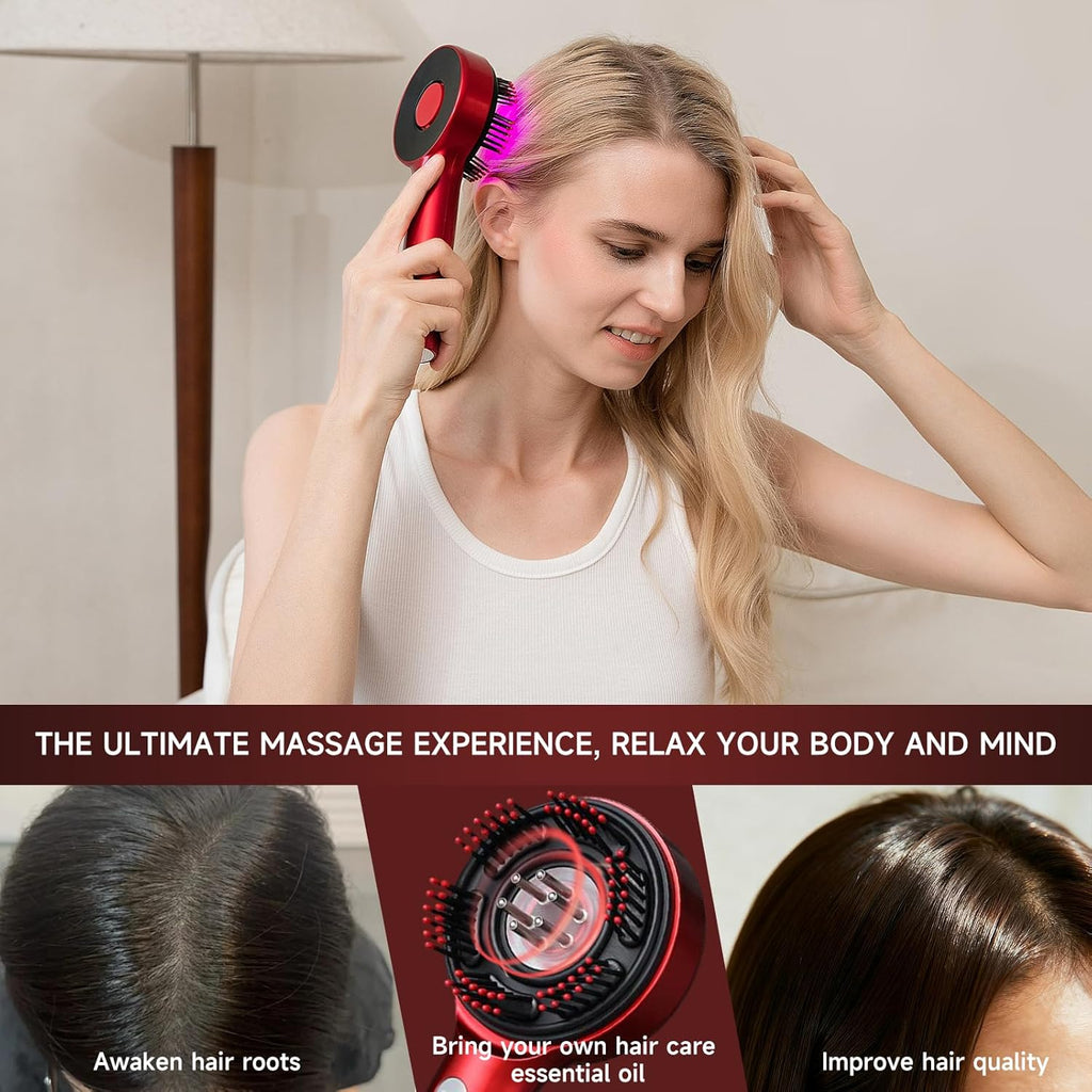 3-in-1 Scalp Massager & Hair Oil Applicator with Red Light Therapy