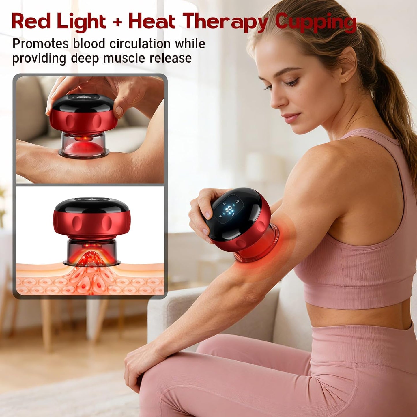 2 Pack Cupping Set, 7-in-1 Smart Cupping Therapy Massager. Red Light Cupping Therapy