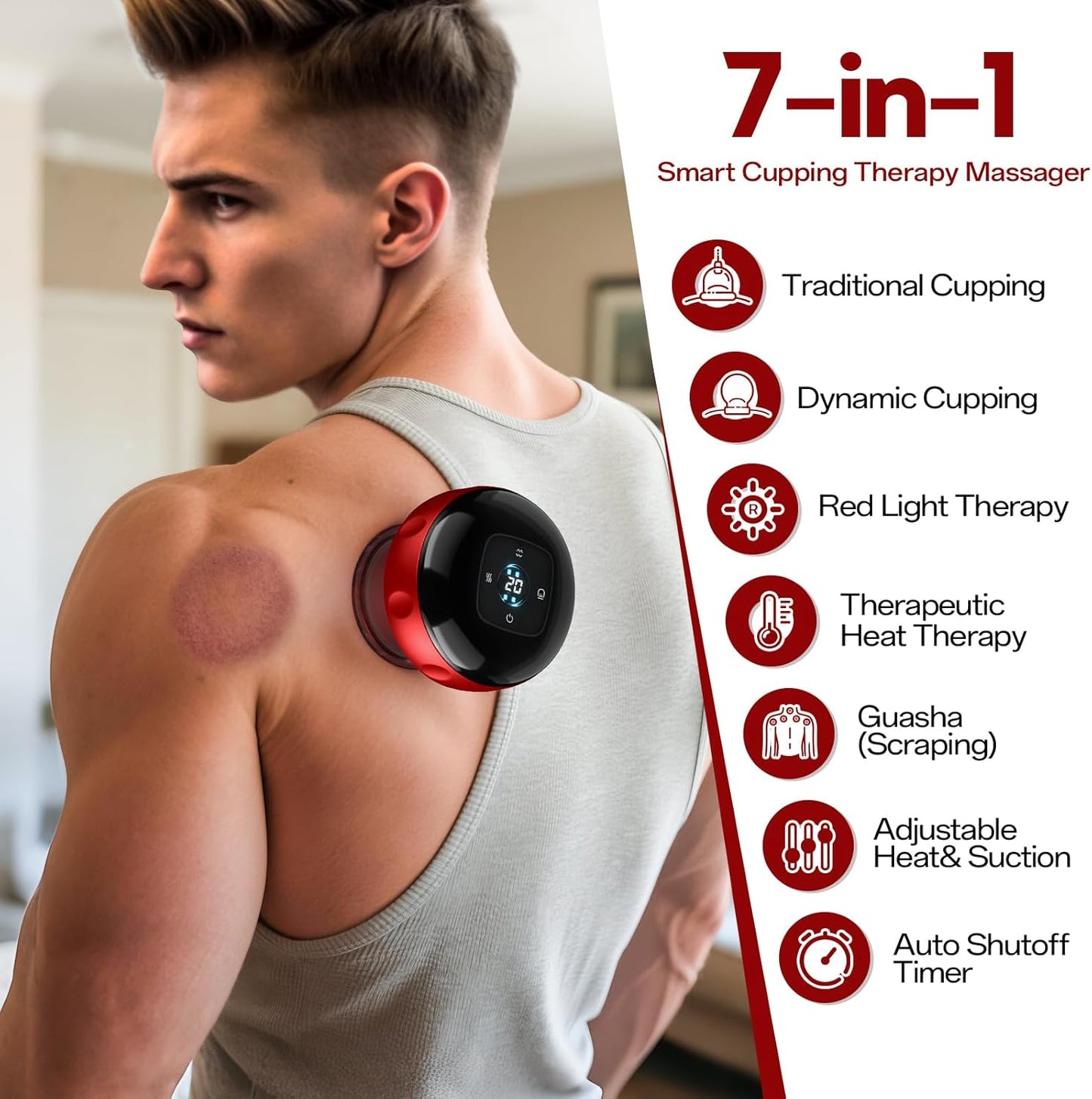 2 Pack Cupping Set, 7-in-1 Smart Cupping Therapy Massager. Red Light Cupping Therapy