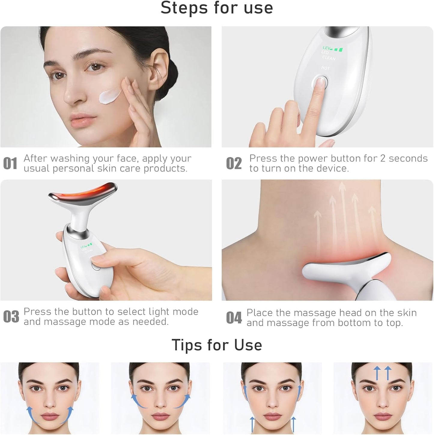 Face Neck Tool for Skin Care, Electric Neck Face Lifting Device for Wrinkle Removal