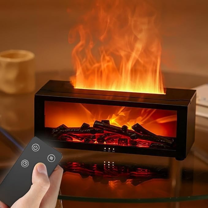 LumiFlame™ Fireplace Diffuser – 3-in-1 Flame Humidifier & Aromatherapy