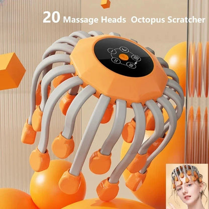 Octopus Head Massager with Red Light Therapy & 20 Massage Heads