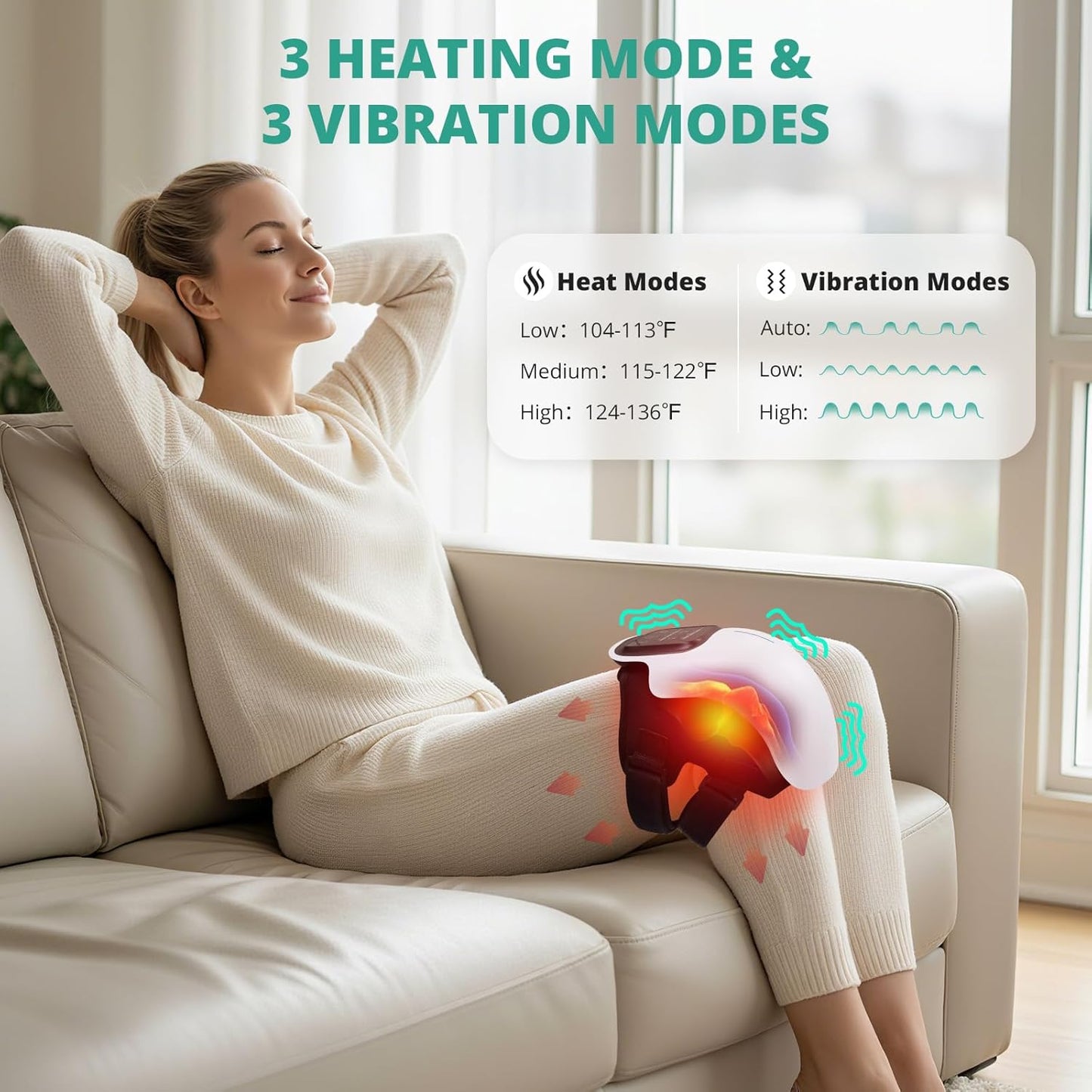 Heated Knee Massager – Air Compression Knee Brace with Heat for Joint Pain Relief