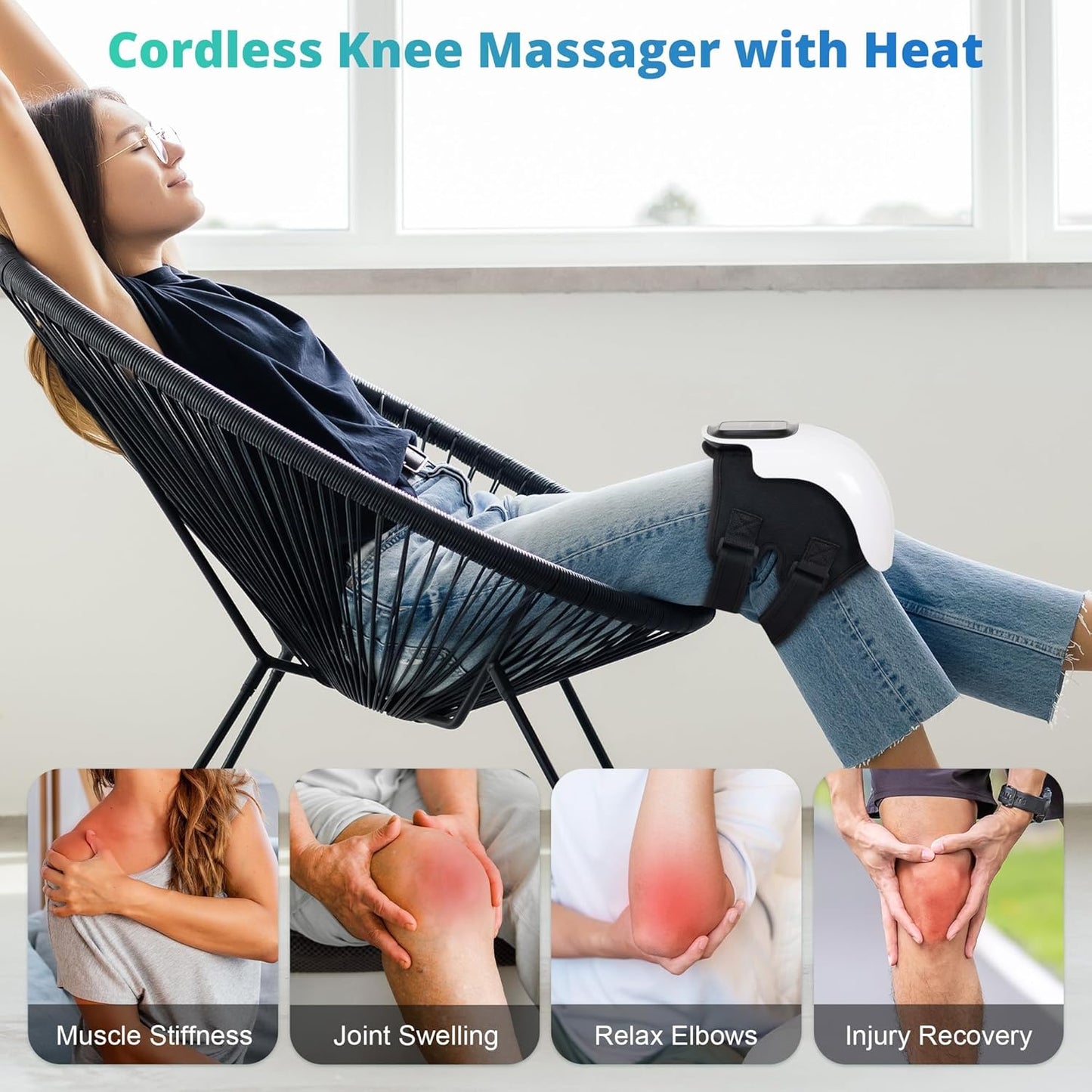 Heated Knee Massager – Air Compression Knee Brace with Heat for Joint Pain Relief