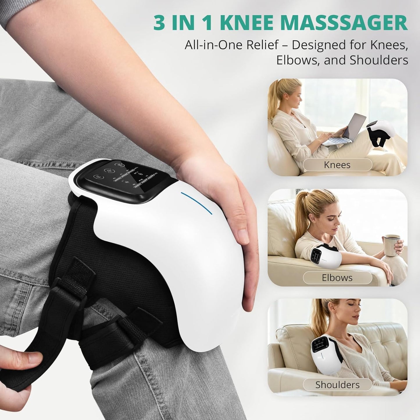 Heated Knee Massager – Air Compression Knee Brace with Heat for Joint Pain Relief