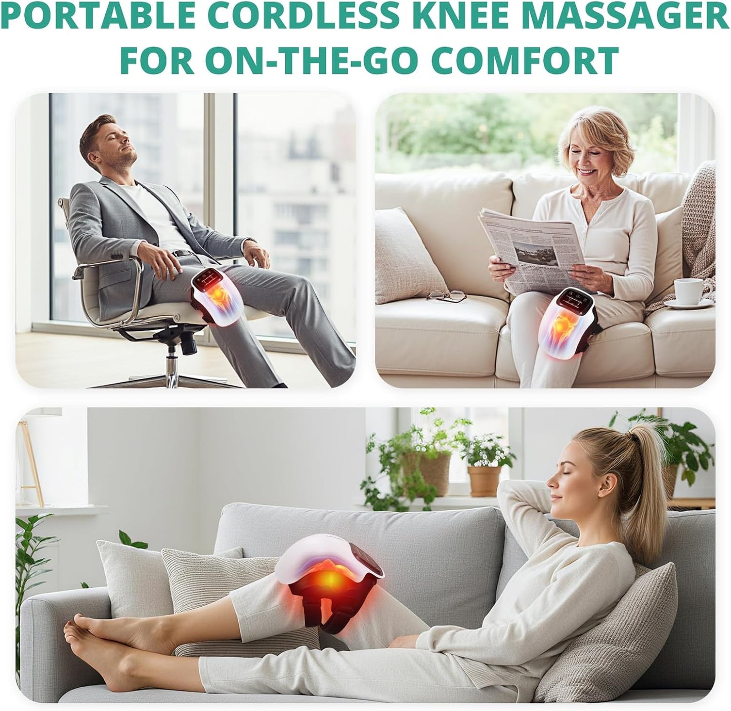 Heated Knee Massager – Air Compression Knee Brace with Heat for Joint Pain Relief