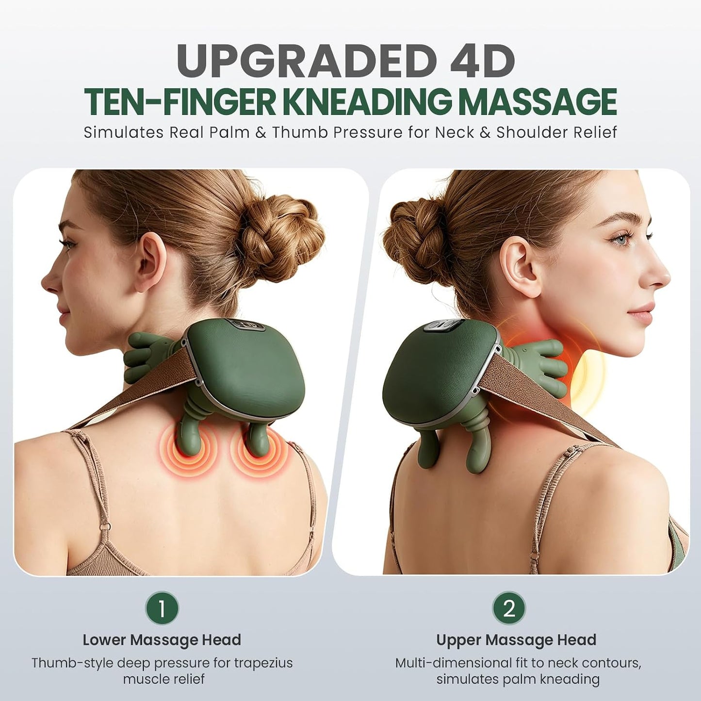 Using the heated neck and shoulder massager while relaxing at home