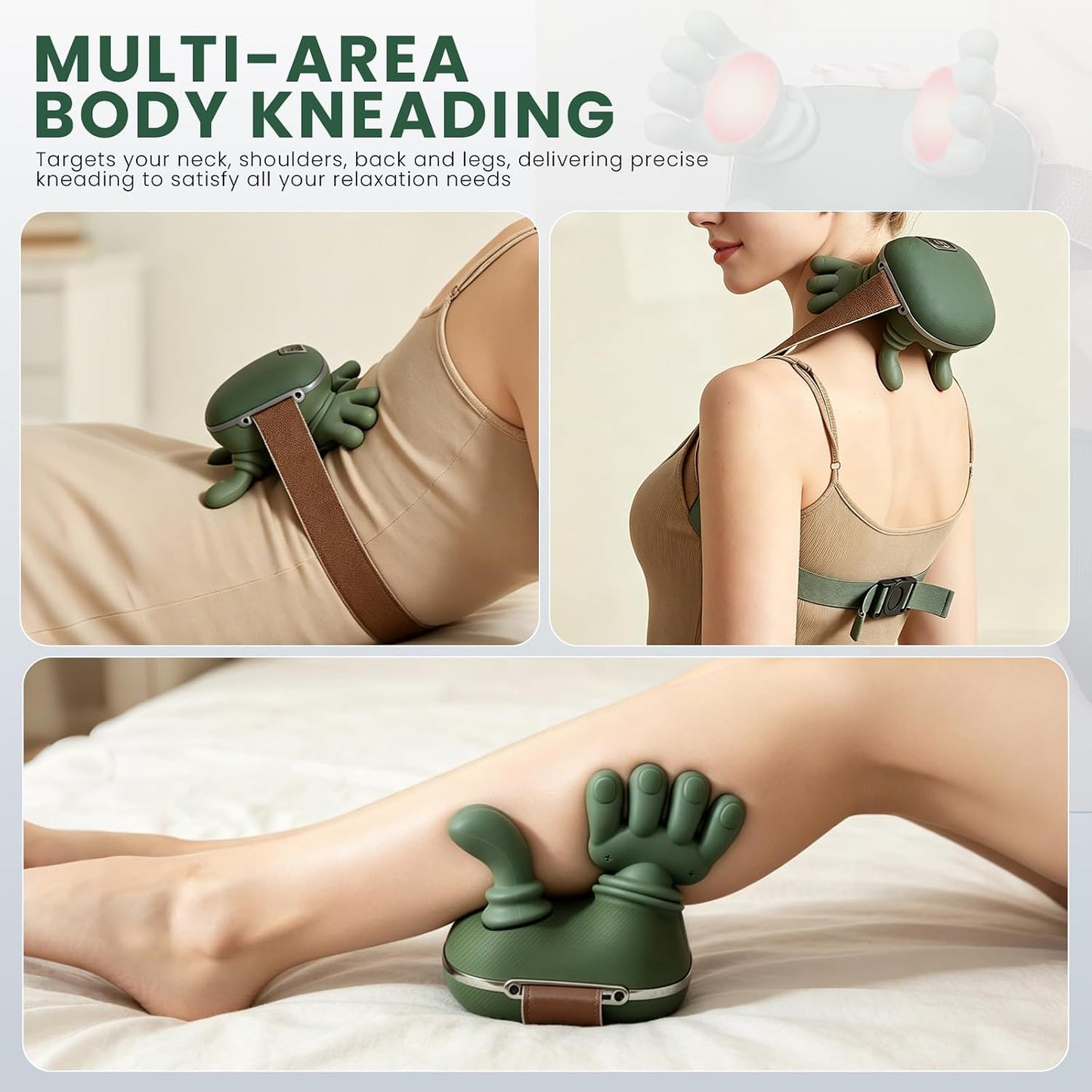 Heated neck and shoulder massager controls and heat setting
