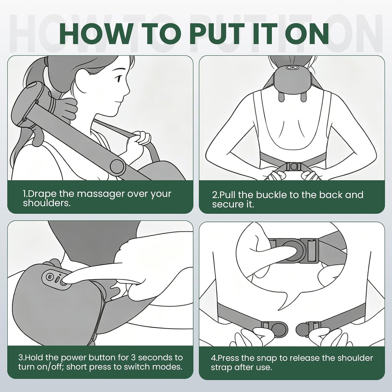 Heated neck and shoulder massager design and material detail