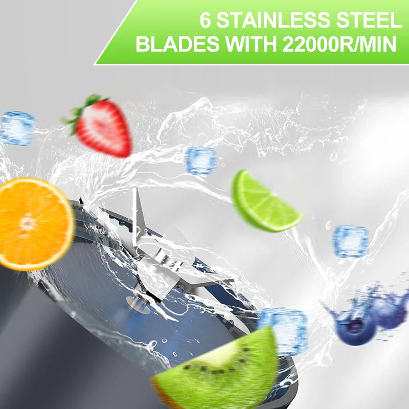 Portable Protein Shake Blender – USB Rechargeable 6-Blade