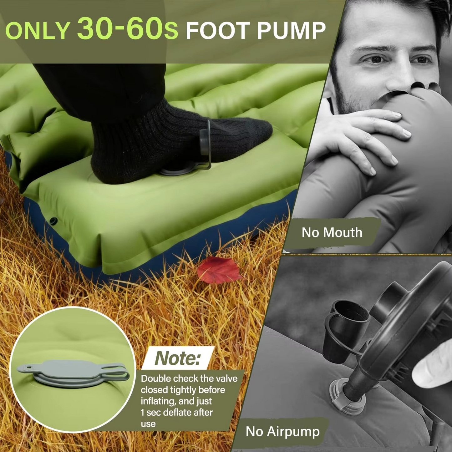 Inflatable Camping Sleeping Pad with Built-in Pump