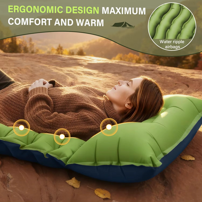 Inflatable Camping Sleeping Pad with Built-in Pump