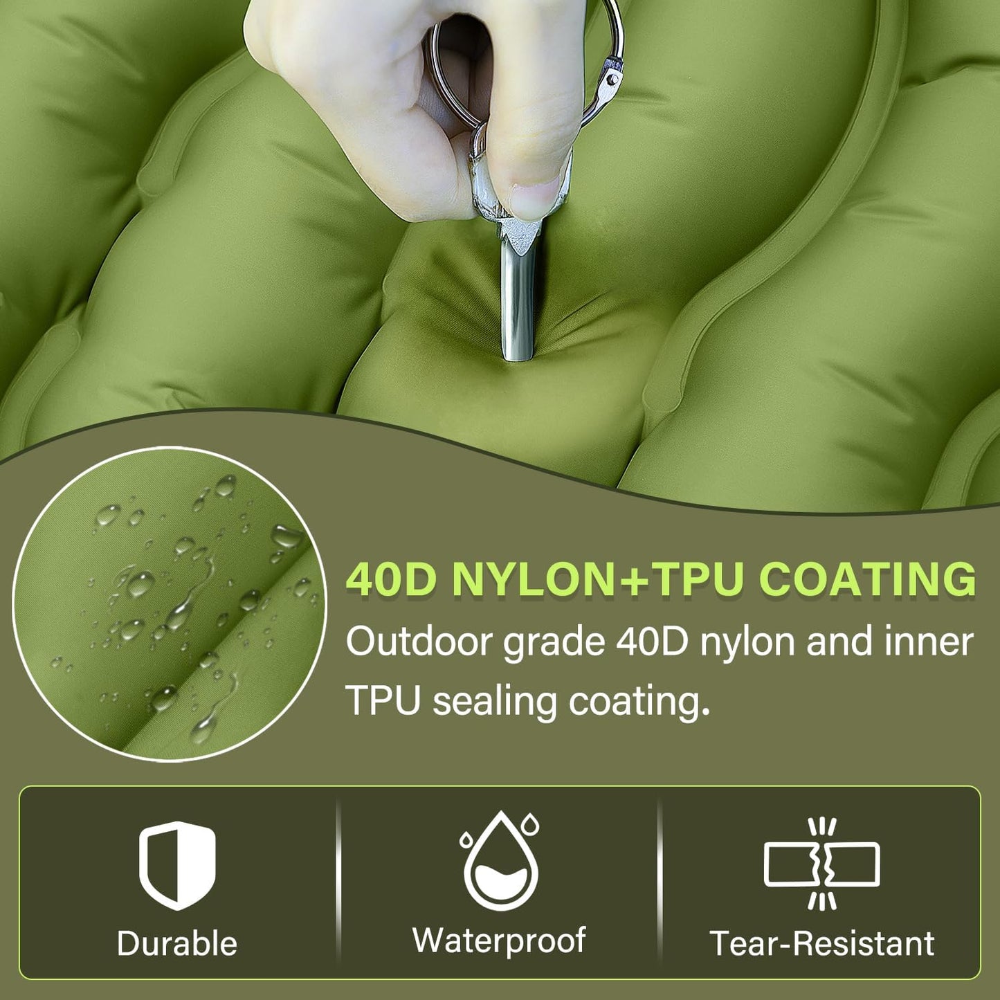 Inflatable Camping Sleeping Pad with Built-in Pump