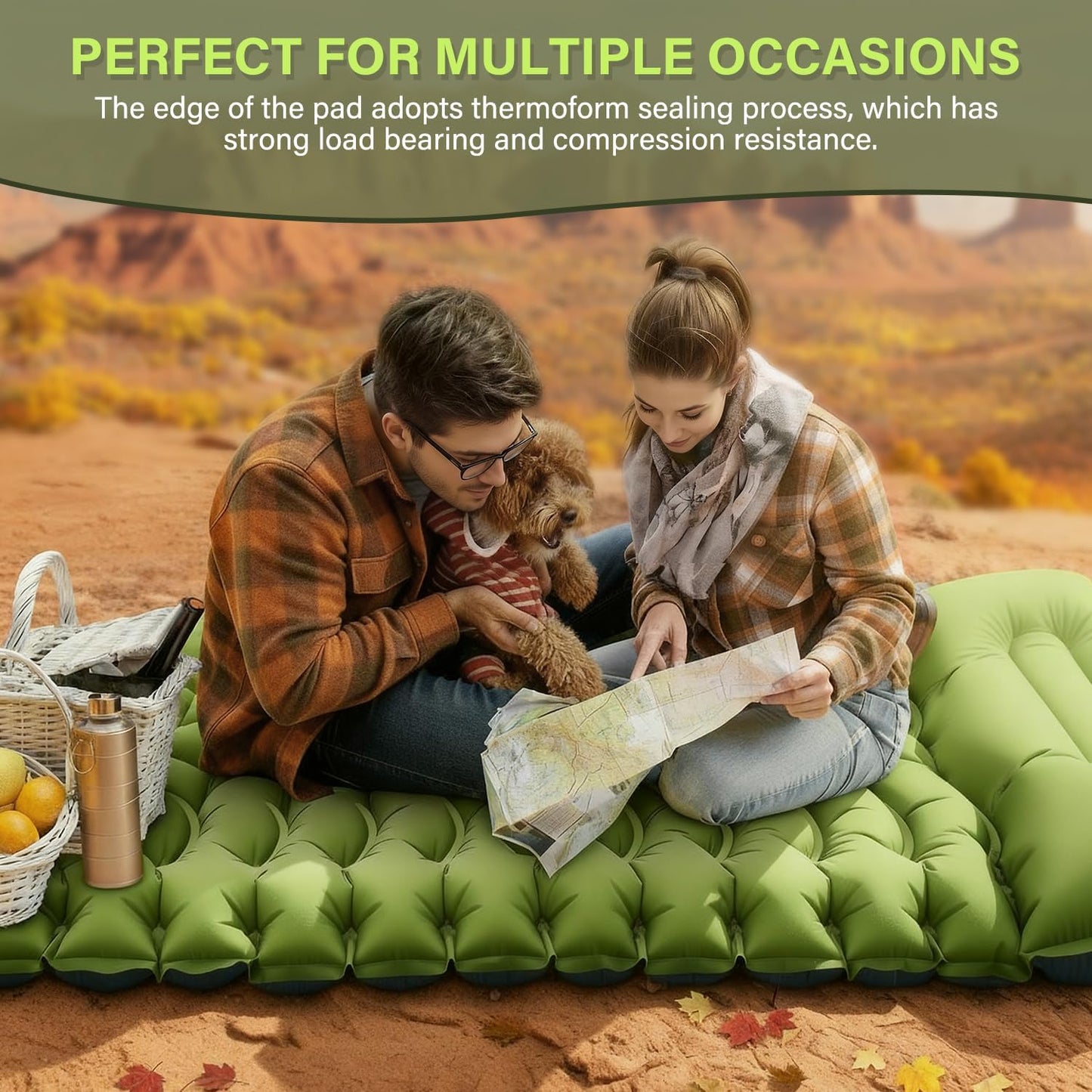 Inflatable Camping Sleeping Pad with Built-in Pump