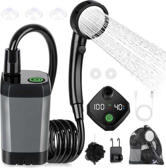 Portable Camping Shower with LED Display & 6000mAh Battery