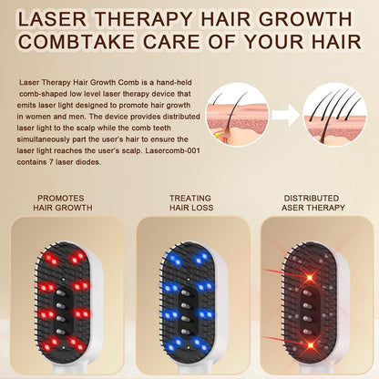 Red LED Scalp Massager – Vibrating Hair Care Brush
