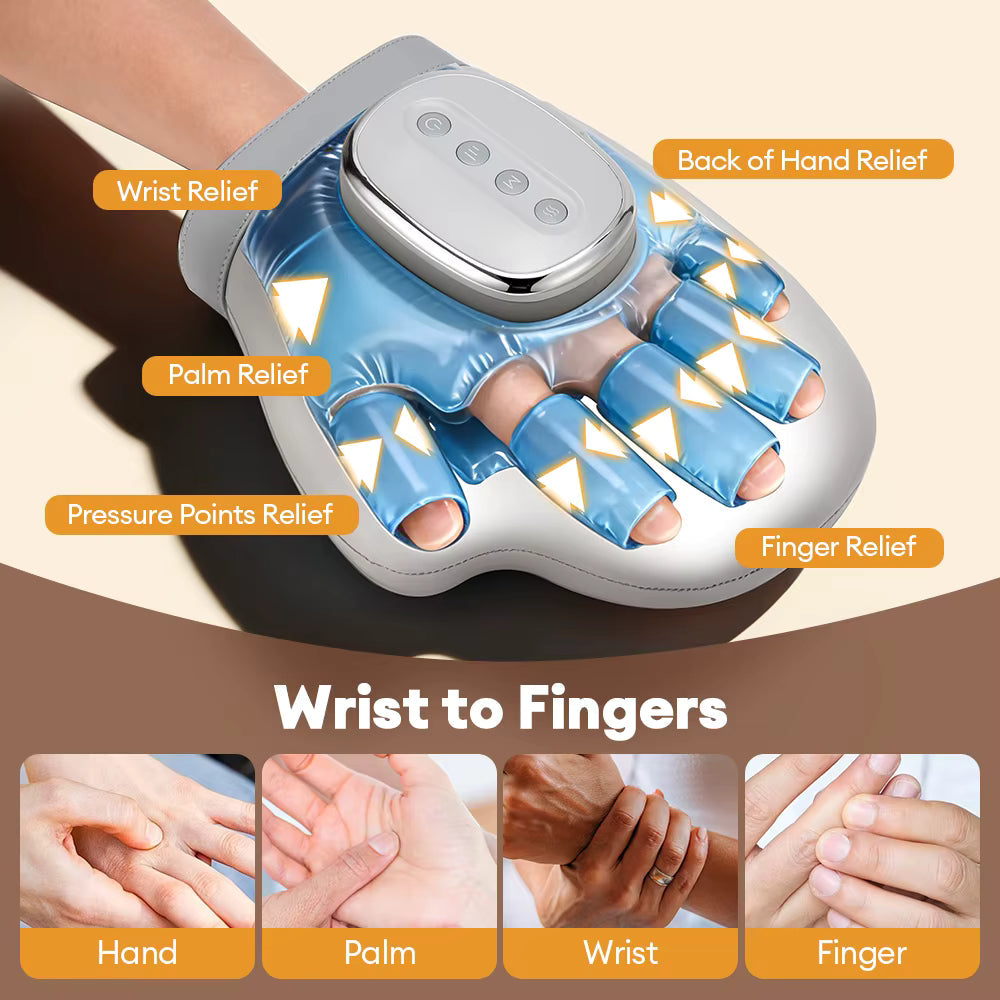 Hand Massager with Heat and Compression for Arthritis Carpal Tunnel Relief | Cordless | 6 Levels 3 Modes | Gift for Women Men