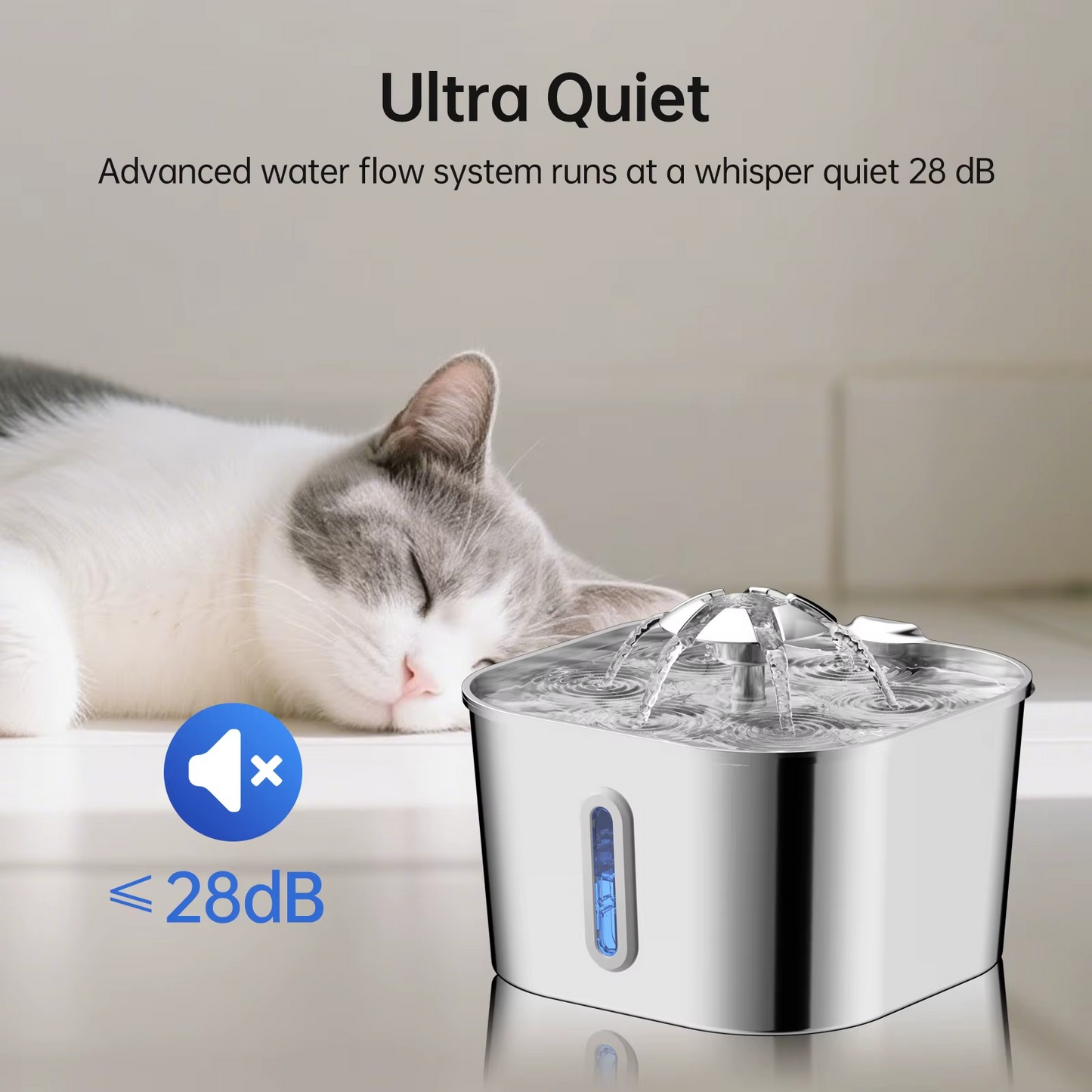 Stainless Steel Pet Fountain (2.2L) + 8 Filter Bundle