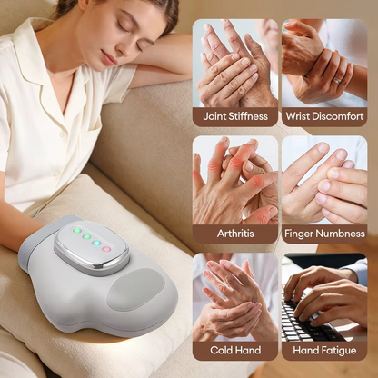 Hand Massager with Heat and Compression for Arthritis Carpal Tunnel Relief | Cordless | 6 Levels 3 Modes | Gift for Women Men