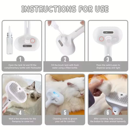 3-in-1 Pet Steam Grooming Brush