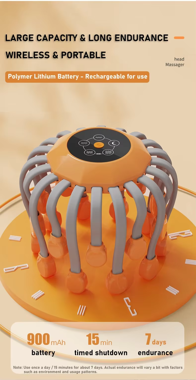 Octopus Head Massager with Red Light Therapy