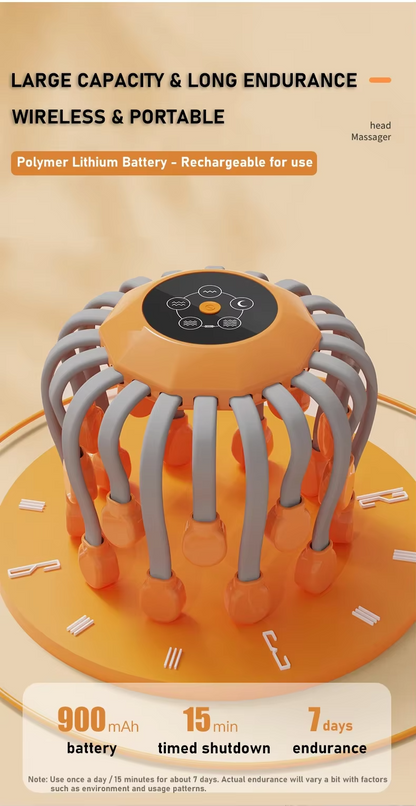 Octopus Head Massager with Red Light Therapy & 20 Massage Heads