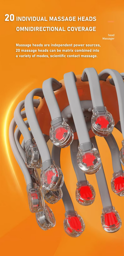 Octopus Head Massager with Red Light Therapy & 20 Massage Heads