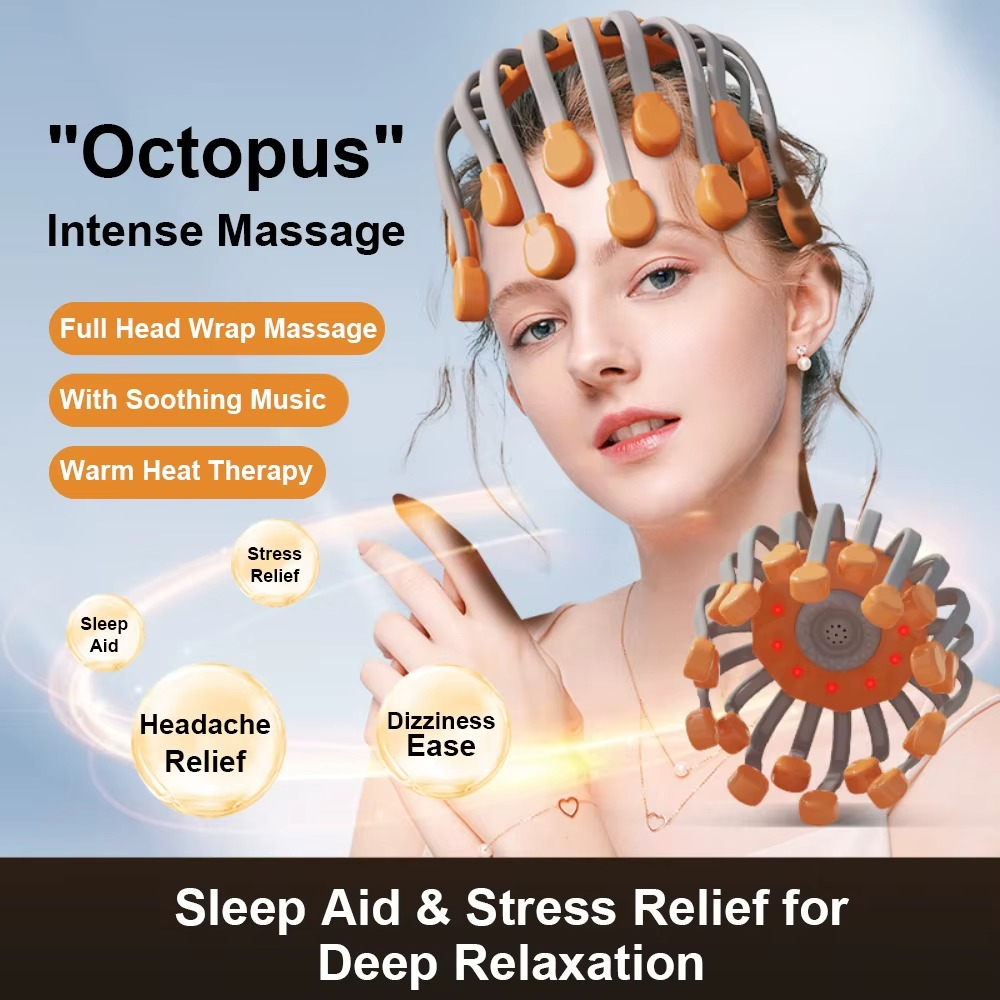 Octopus Head Massager with Red Light Therapy