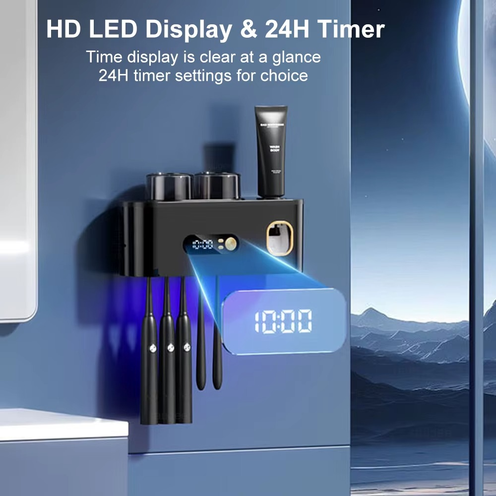 Smart UV Toothbrush Sterilizer & Dryer with Auto Dispenser
