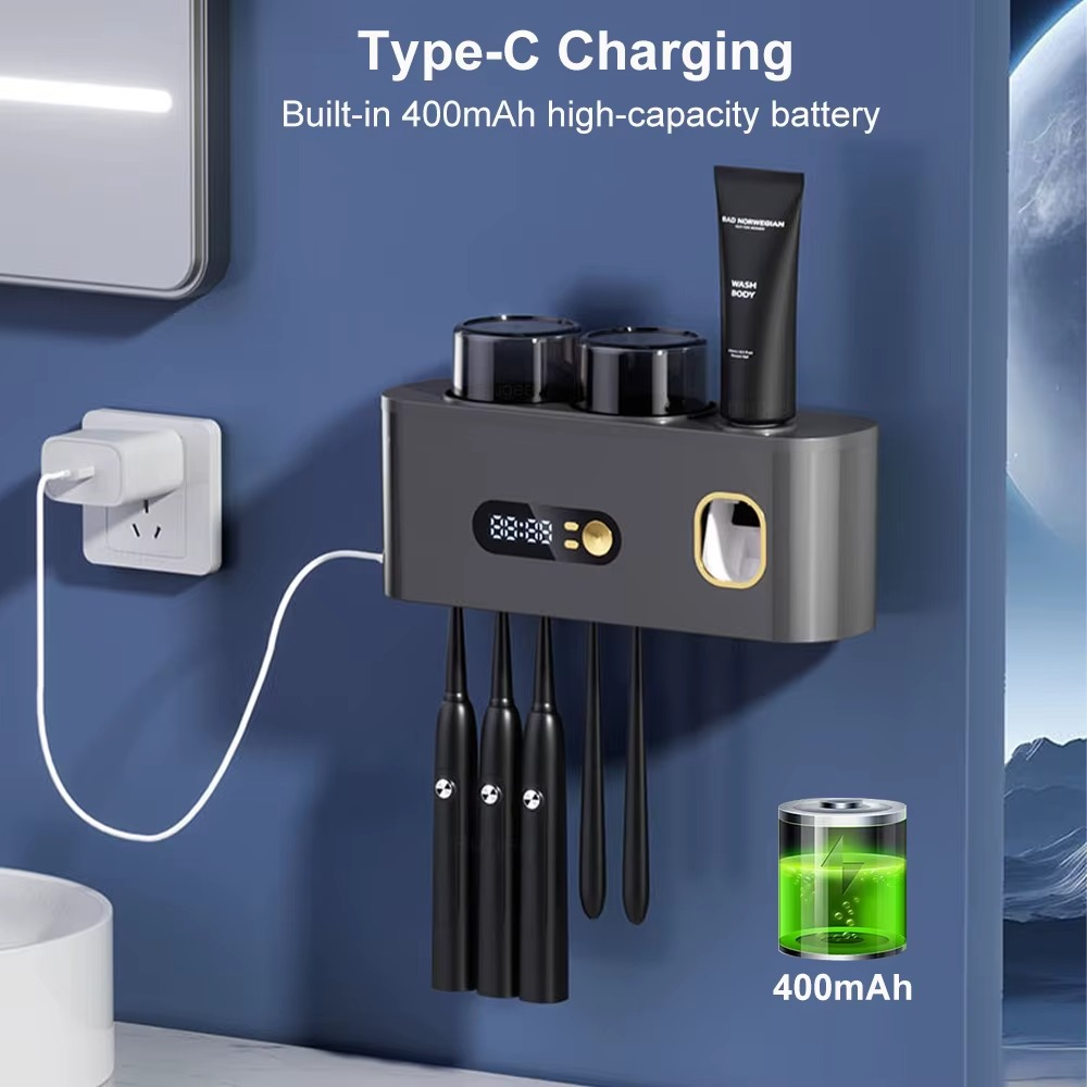 Smart UV Toothbrush Sterilizer & Dryer with Auto Dispenser