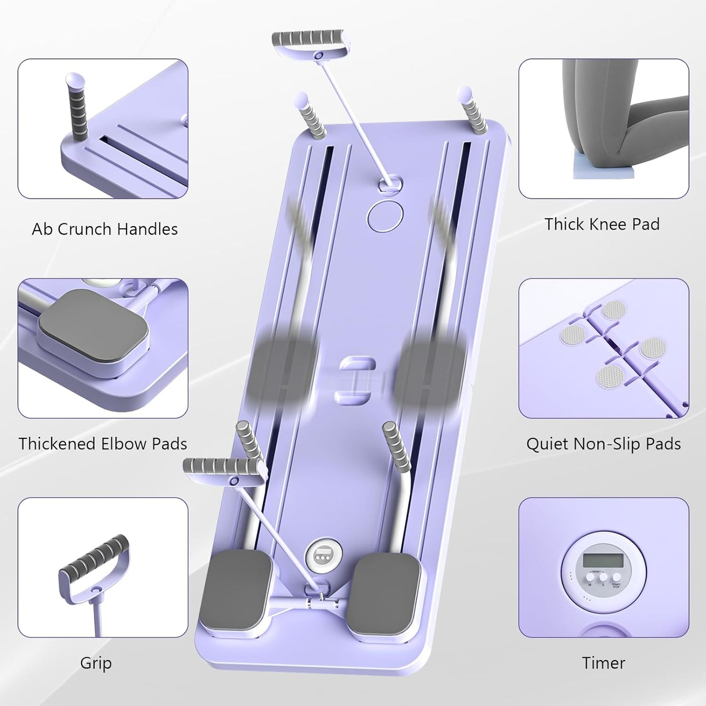8-in-1 Foldable Plank Board with Timer & Phone Holder
