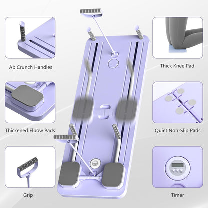 8-in-1 Foldable Plank Board with Timer & Phone Holder